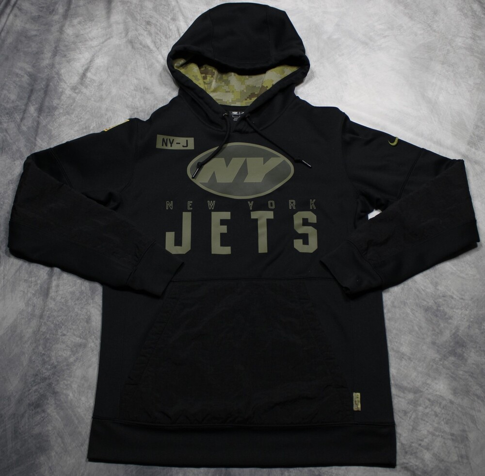 New York Jets Hoodie Mens Small Black NFL Football Salute To Service Nike Dri